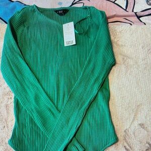 F&F Vibrant Green Ribbed Top